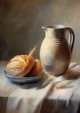 Still Life with Bread and Pitcher