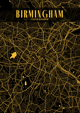 Birmingham Golden Map Art