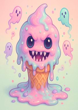 Spooky Pastel Ice Cream Cone
