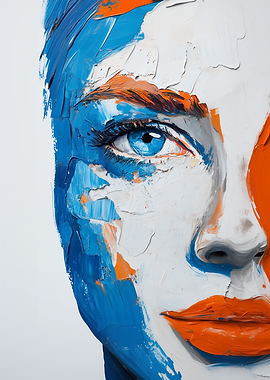 NYC Flag Color: Abstract Portrait Painting with Blue and Orange