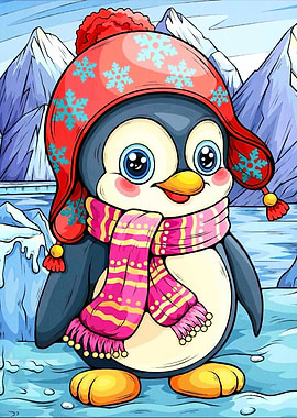 Cartoon Penguin Winter