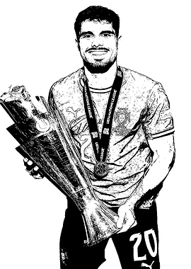 Pedro Neto with Trophy Illustration