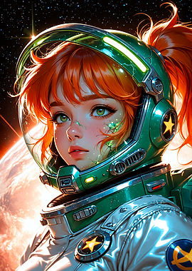 Astronaut Girl in Space