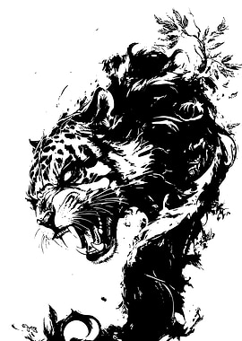 Jaguar Black and White Illustration