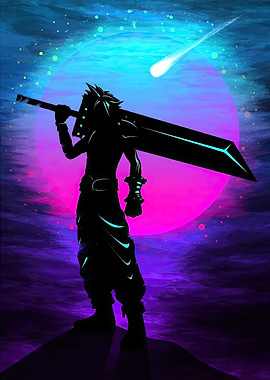 Cloud Strife Silhouette with Buster Sword