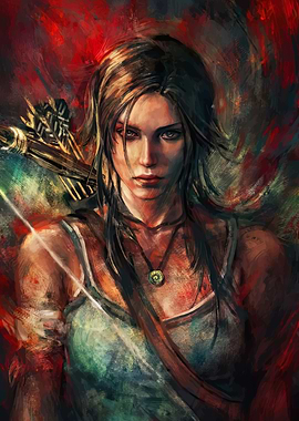 Lara Croft Portrait with Bow and Arrow