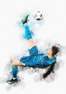 Ronaldo Bicycle Kick Watercolor Art