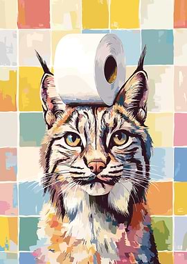 Lynx with Toilet Paper Hat