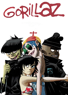 Gorillaz band members cartoon illustration