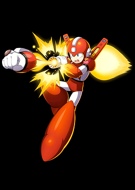 Mega Man Character Shooting Energy Blast