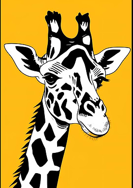 Giraffe Portrait Black and White