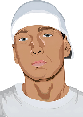 Eminem Portrait with White Cap
