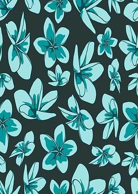 Teal Plumeria Flower Pattern