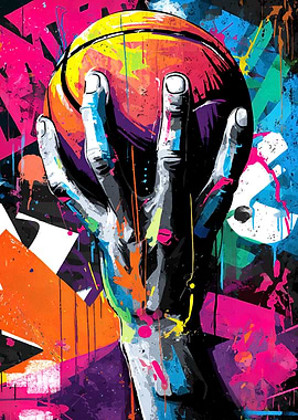 Basketball Hand Colorful Abstract Art