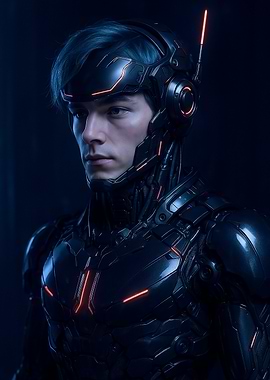 Cyberpunk Warrior with Glowing Accents