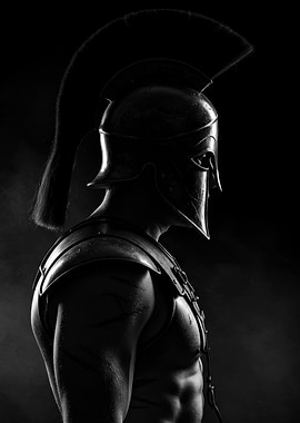 Spartan Warrior in Helmet and Armor