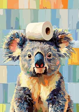 Koala with Toilet Paper on Head