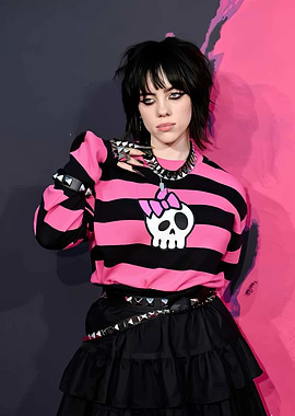 Billie Eilish in Pink and Black