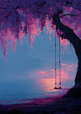 Dreamy Tree Swing at Sunset
