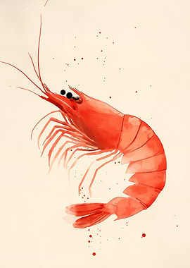 Watercolor Shrimp Illustration