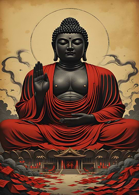 Buddha Statue in Red Robe