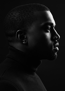 Monochrome Portrait of a Man in Profile