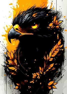 Eagle Portrait with Golden Accents