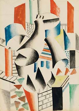 Abstract Geometric Still Life Painting - Fernand Leger