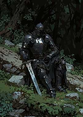 Resting Knight in Forest