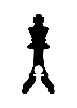 Chess King and Pawn Silhouette