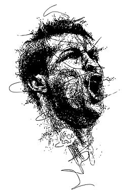 Screaming Man Ink Sketch