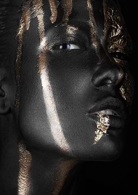 Woman with Black and Gold Body Paint