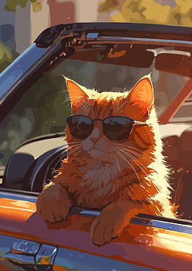 Cool Cat In Car