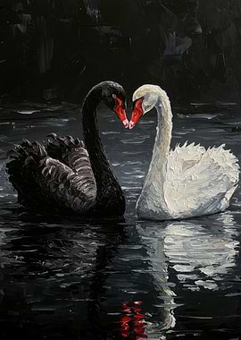 Black and White Swans Painting