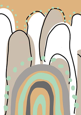 Abstract Arch with Hilly Background