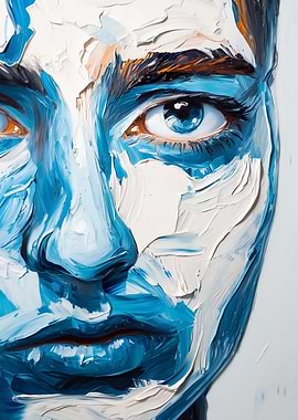 Greece Flag Colors: Abstract Portrait in Blue and White