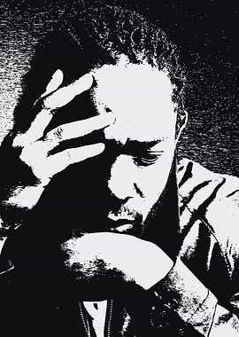 Monochrome Portrait of a Man in Thought