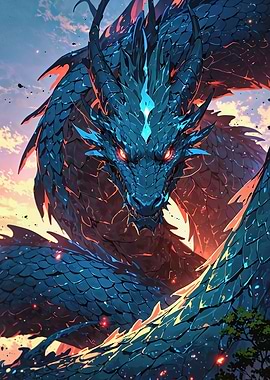 Infernal Azure: The Flame-Scaled Dragon
