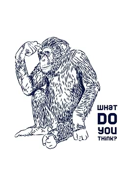 Thinking Monkey Illustration with Question