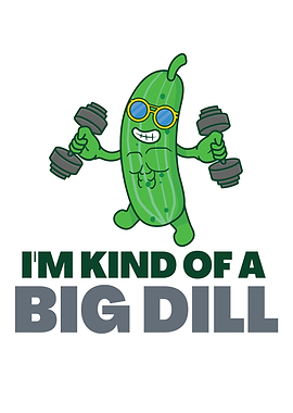 Big Dill Cartoon with Dumbbells