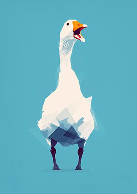 Stylized Goose Illustration on Blue Background