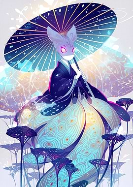 Fox Spirit Parasol Fantasy Landscape