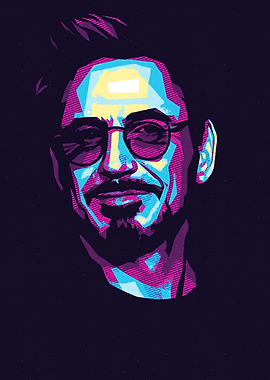 Colorful Portrait of Man with Glasses