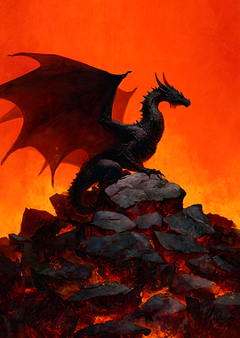 Dragon on Lava Rocks