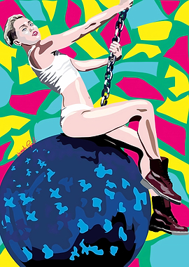 Miley Cyrus Wrecking Ball Pop Art