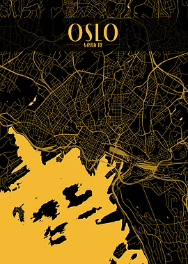 Oslo Golden Map Art