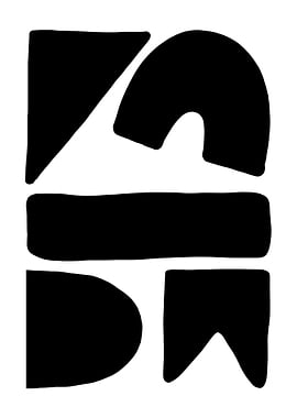 Abstract Black Shapes on White Background