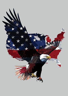 American Eagle with USA Flag Map