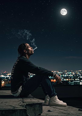 Travis Scott under the moonlight