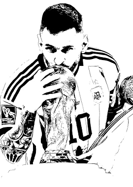 Messi kissing World Cup trophy